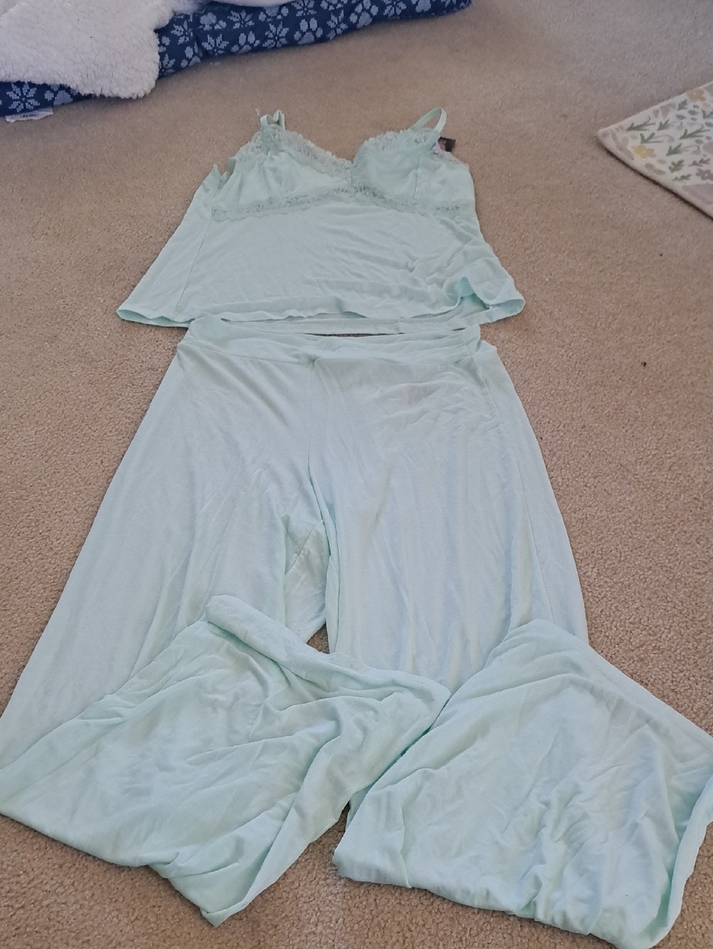 INC International Concepts Mint Lace-Trim Camisole & Lounge Pants Set M